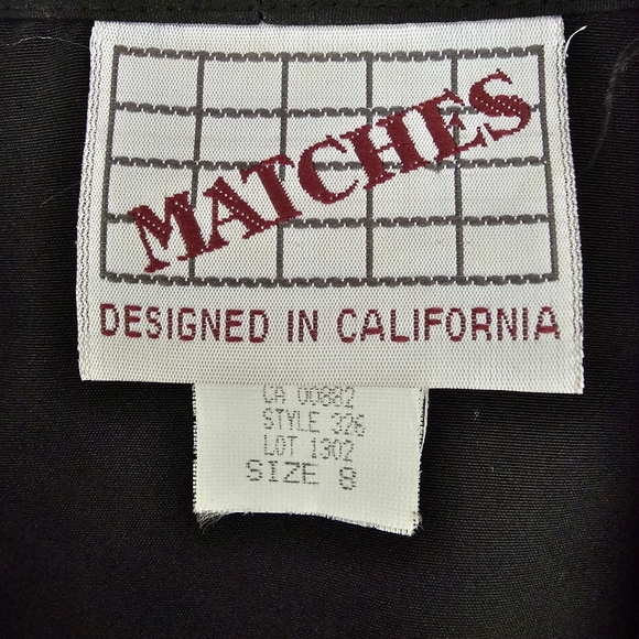 Vintage Matches Blazer Jacket Size 8 Black Oversized Elastic Waist Shoulder Pads - Picture 3 of 9
